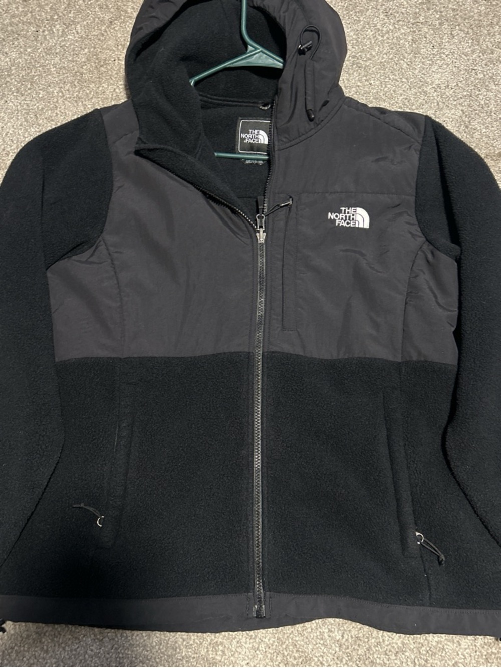 The North Face Black Denali Hooded Jacket with White Logo
